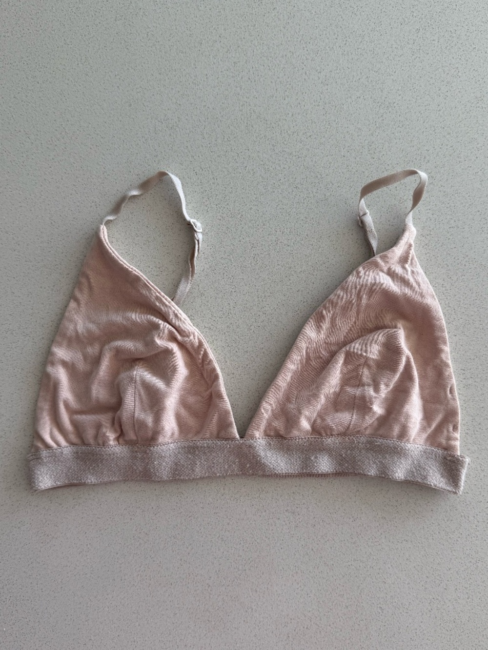 Blush Pink Triangle Bralette Wireless Adjustable Straps Soft Lounge Bra